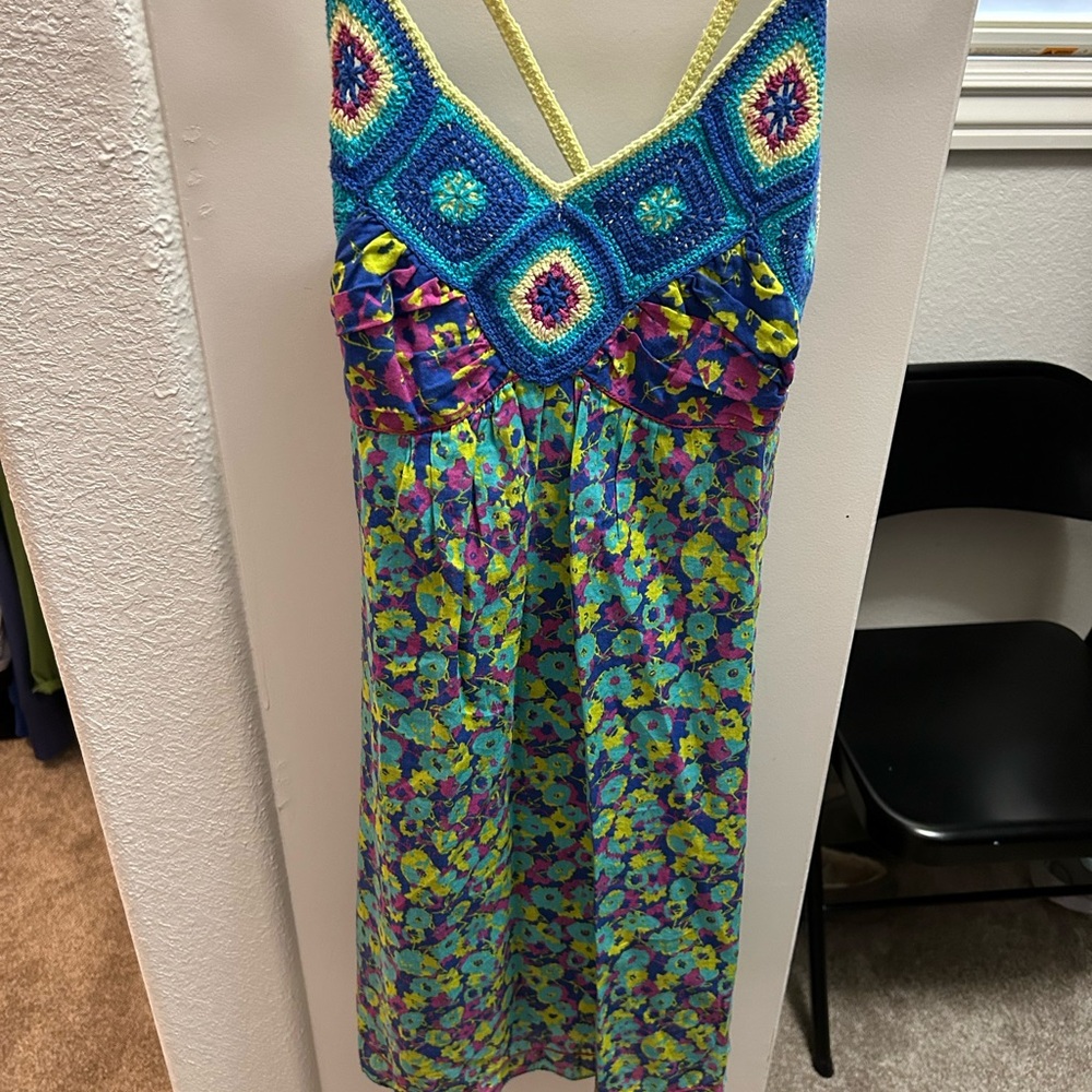 Colorful Floral Crochet Dress